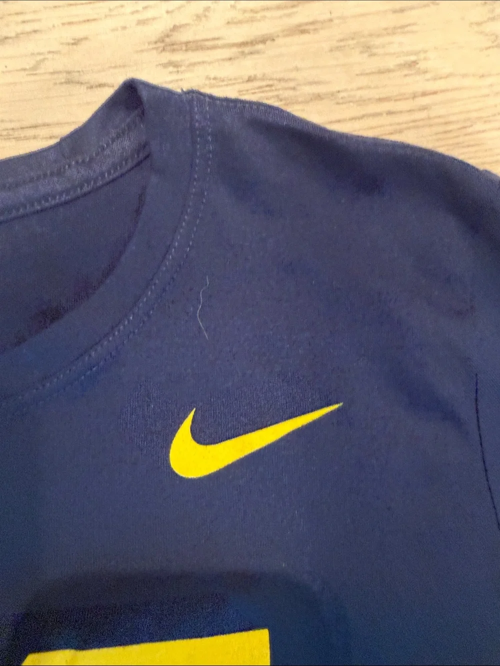 Nike Navy T-Shirt with Yellow Block M Graphic University of Michigan